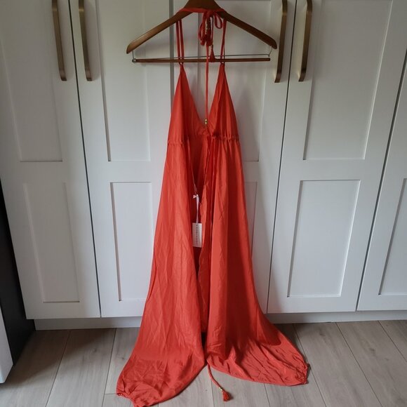 Karma Highway Dress Womens One Size Orange Halter Maxi Boho Resortwear NWT - Picture 5 of 5